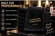 12 Black Bleach Resistant Salon Towels 16x27 Cotton Hair Color Barber Spa Towels