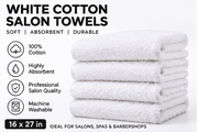 12 White Cotton Salon Towels 16x27 Professional Spa Barber Beauty Soft Absorbent