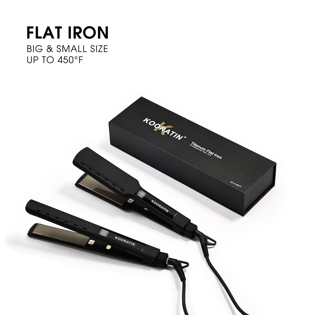 KOORATIN Titanium Flat Iron Narrow Plate 480°F LCD Straightener